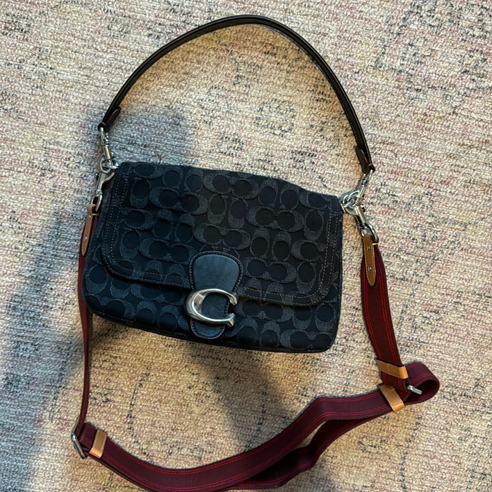 COACH Black Denim Tabby purse